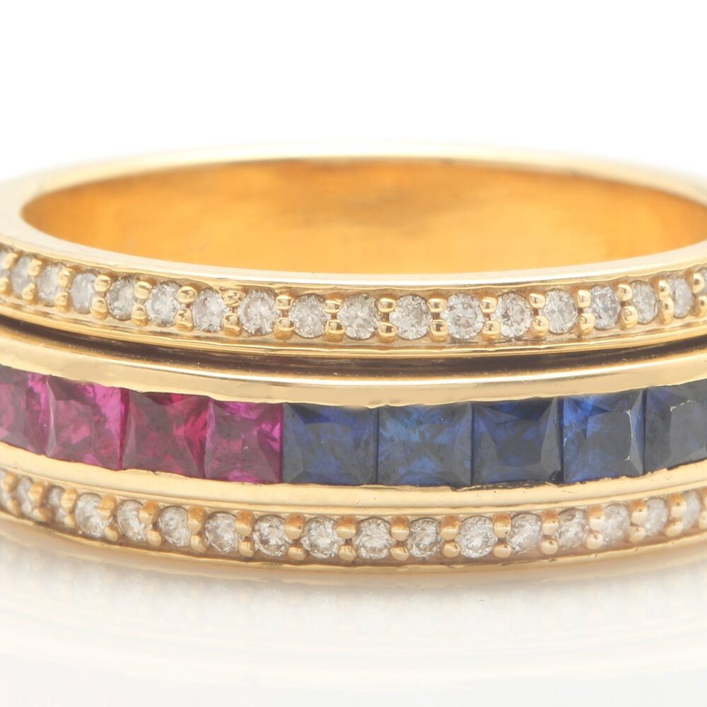 2.40 Ct Natural Ceylon MultiColor Sapphire and Diamonds in 18K  Yellow Gold Ring